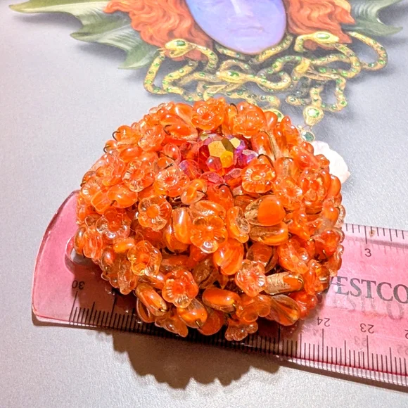 Vintage Huge Miriam Haskell Domed Glass Bead Brooch